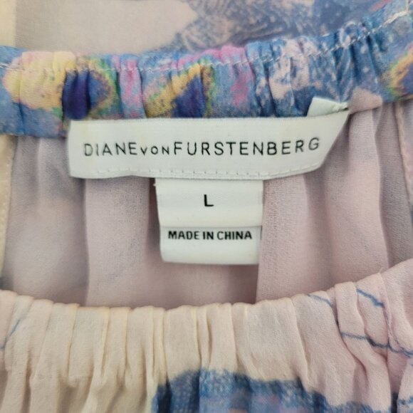 Diane Von Furstenberg Silk Pania Light Pink Butterfly Halter Neck Top Size L - Picture 3 of 12